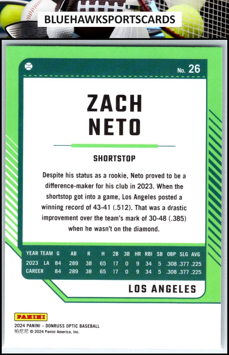 2024 Donruss #26 Zach Neto Optic