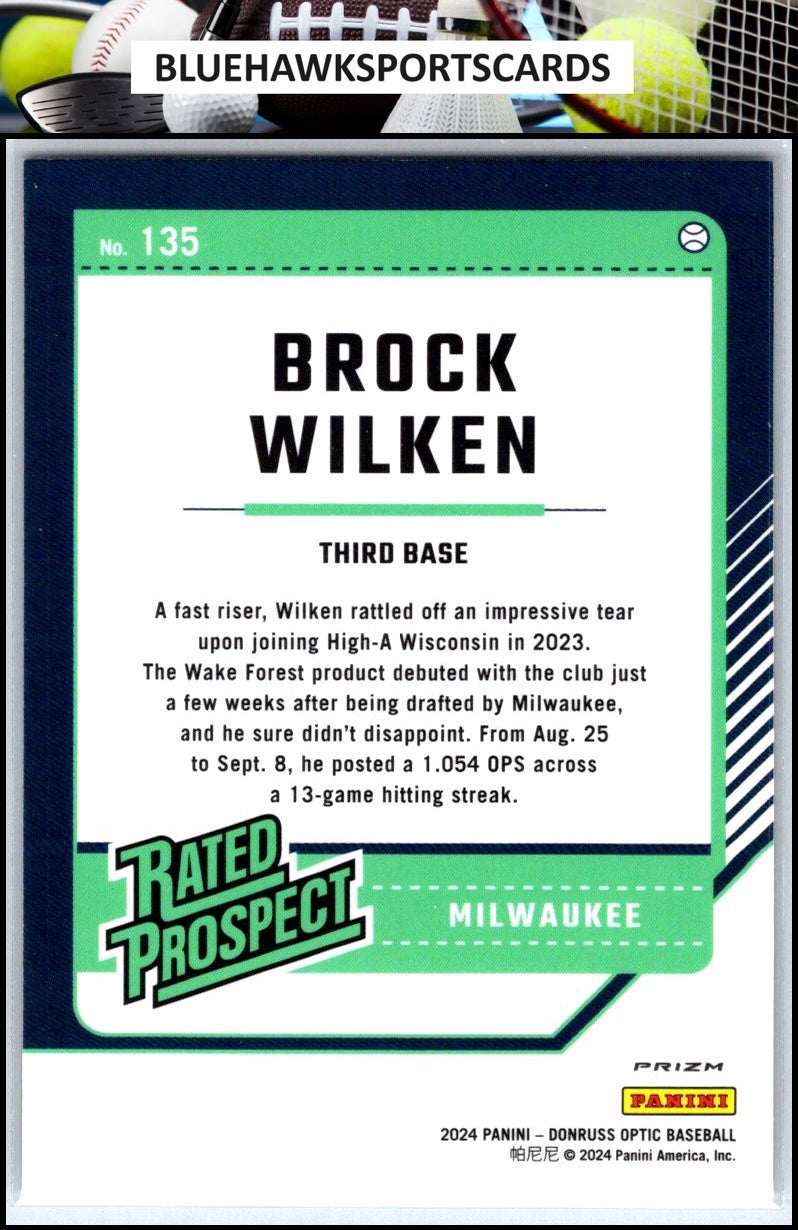 2024 Donruss #135 Brock Wilken Optic Orange Velocity Prizm