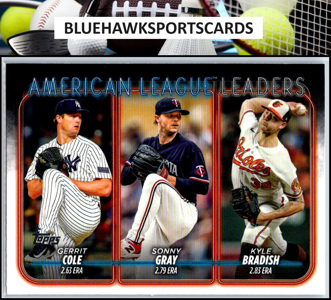 2024 Topps #324 American League Leaders ERA (Gerrit Cole / Sonny Gray / Kyle Bradish)