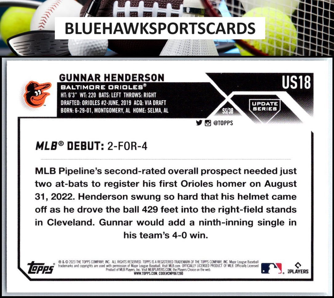 2023 Topps Update #US18 Gunnar Henderson