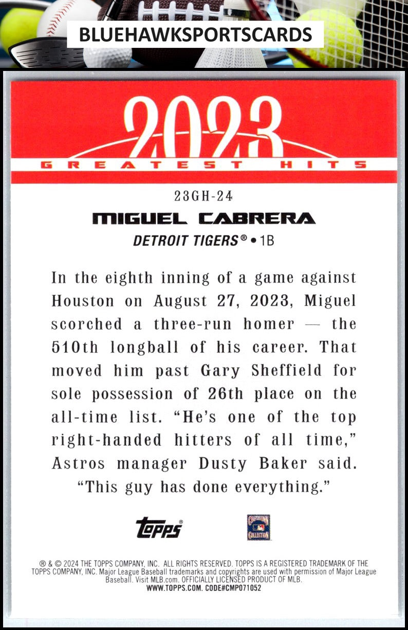 2024 Topps #23GH-24 Miguel Cabrera 2023 Greatest Hits