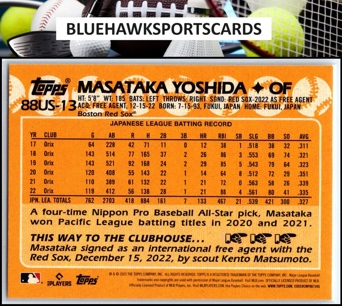 2023 Topps Update #88US-13 Masataka Yoshida 1988 Topps Baseball 35th Anniversary