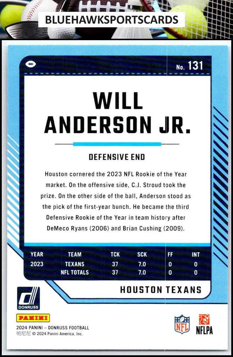 2024 Donruss #131 Will Anderson Jr.
