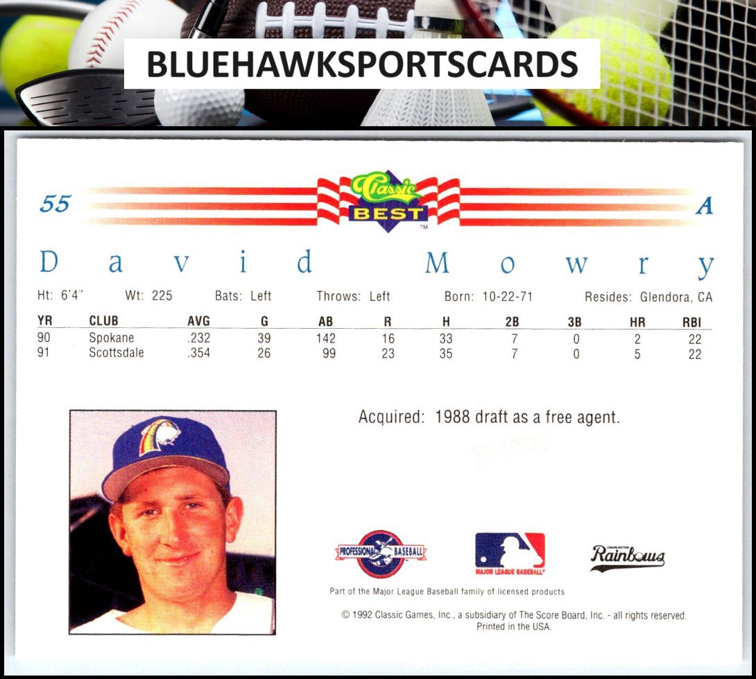 1992 Classic Best #55 David Mowry