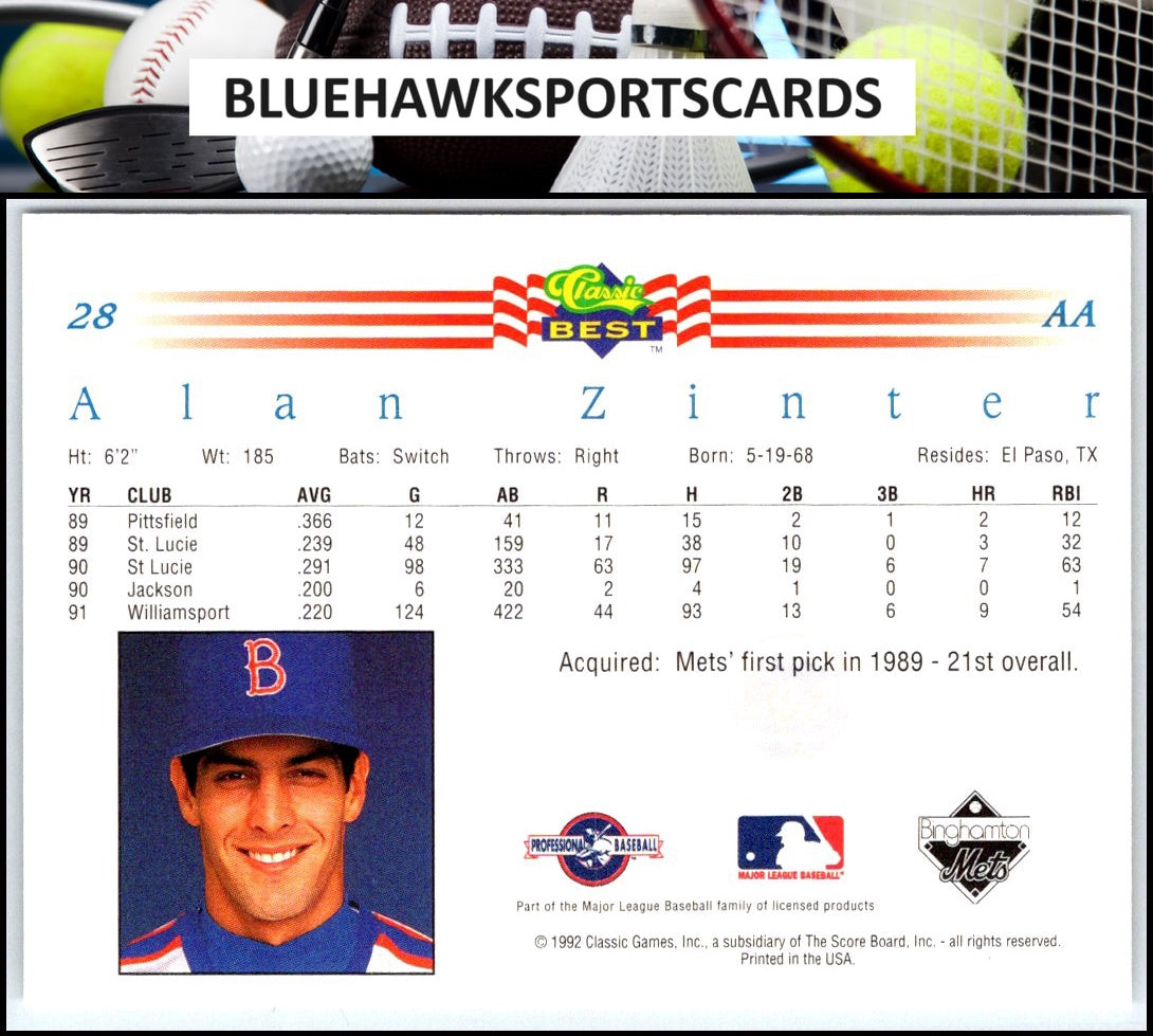1992 Classic Best #28 Alan Zinter