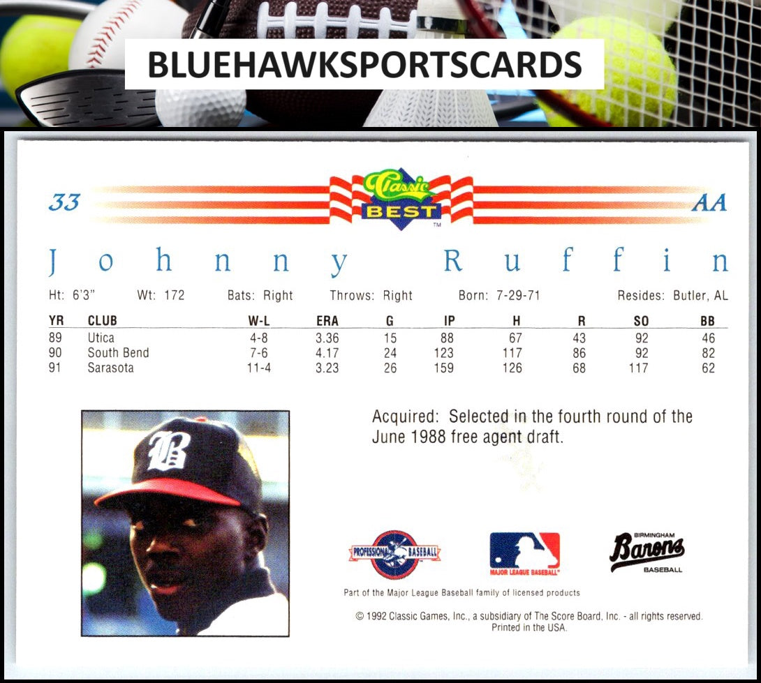 1992 Classic Best #33 Johnny Ruffin