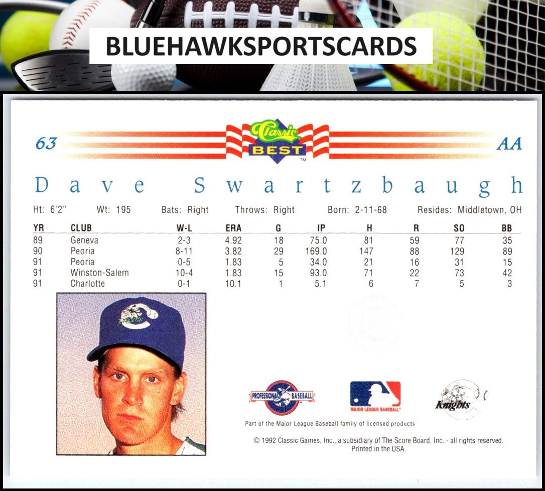 1992 Classic Best #63 Dave Swartzbaugh