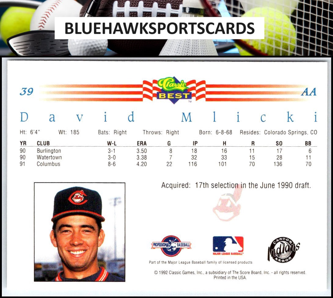 1992 Classic Best #39 David Mlicki