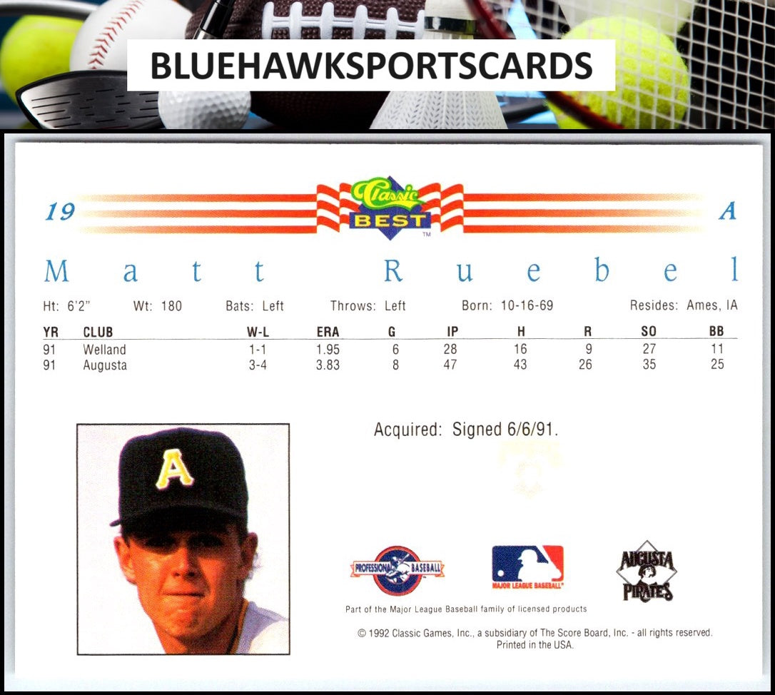 1992 Classic Best #19 Matt Ruebel