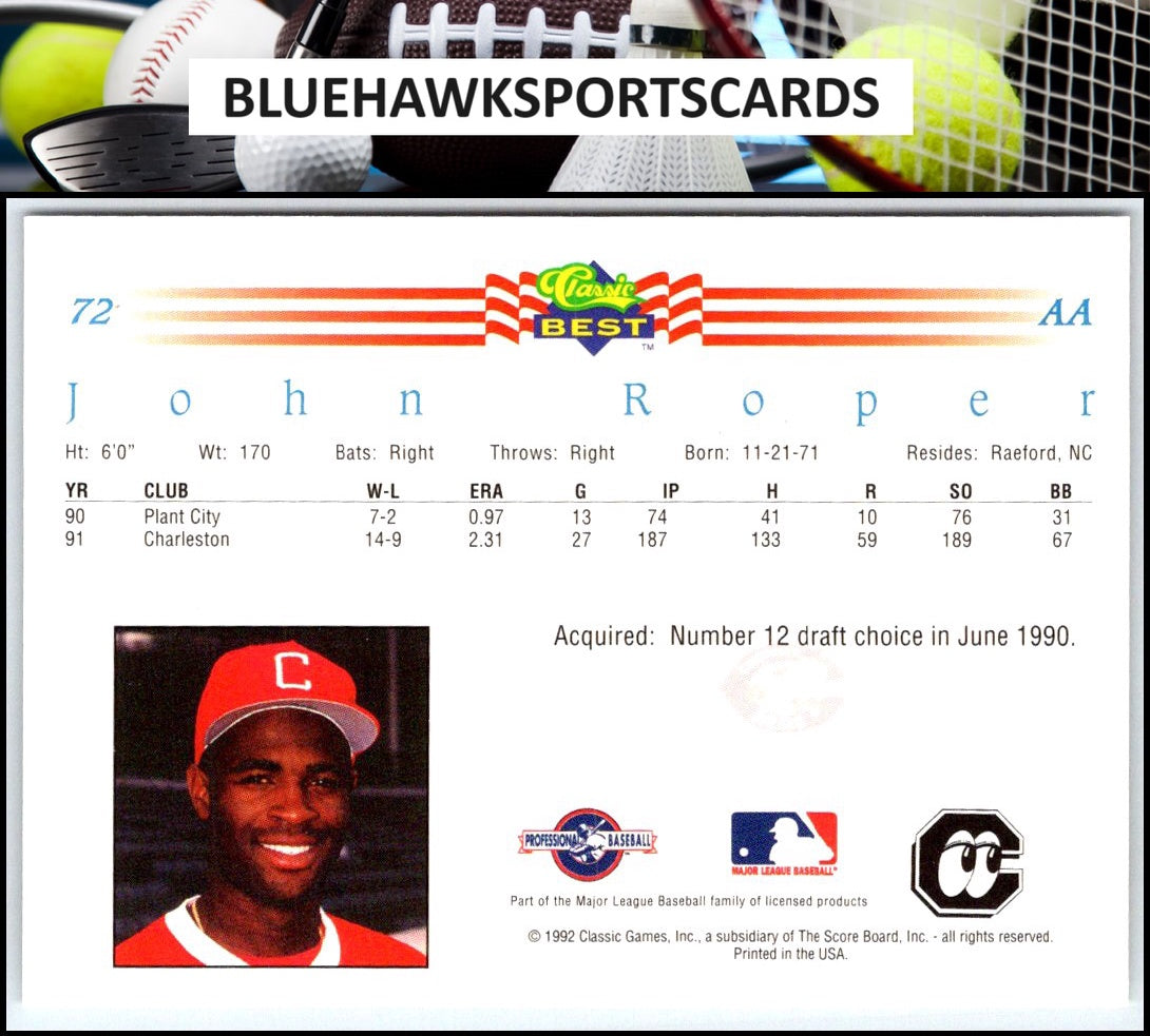 1992 Classic Best #72 John Roper