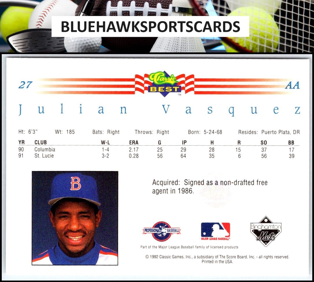1992 Classic Best #27 Julian Vasquez