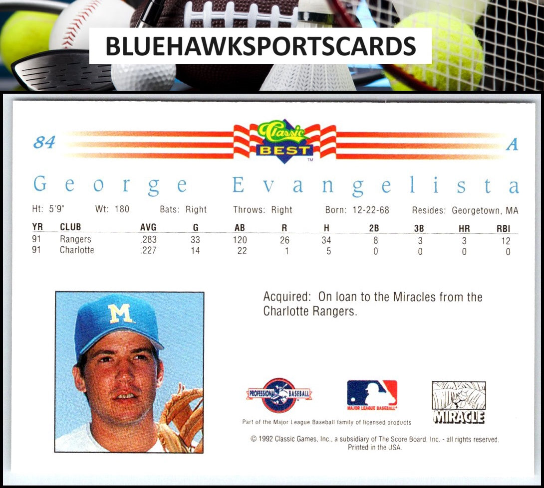 1992 Classic Best #84 George Evangelista