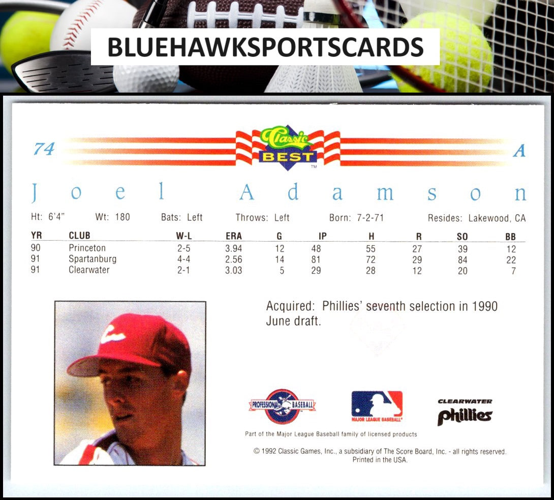 1992 Classic Best #74 Joel Adamson