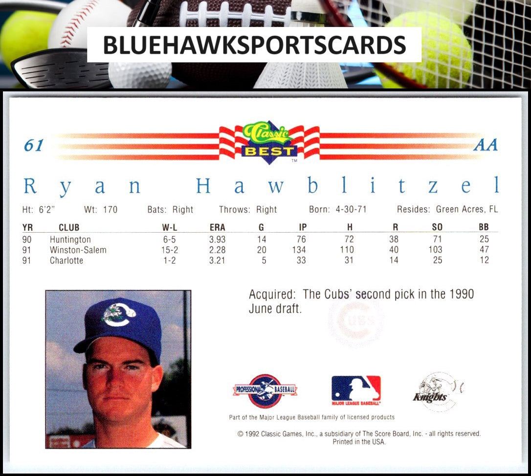1992 Classic Best #61 Ryan Hawblitzel