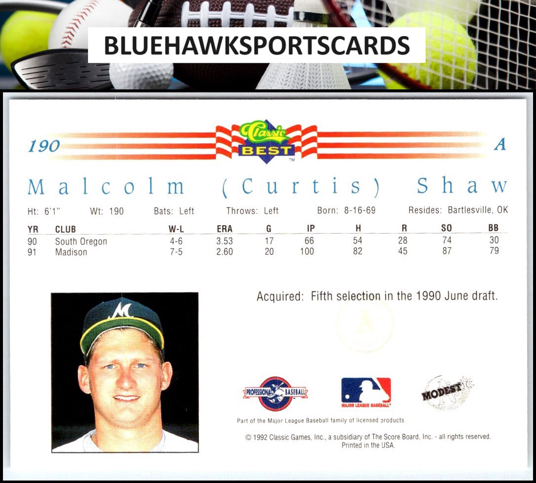 1992 Classic Best #190 Malcolm (Curtis) Shaw