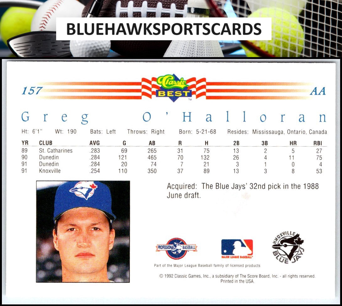 1992 Classic Best #157 Greg O'Halloran
