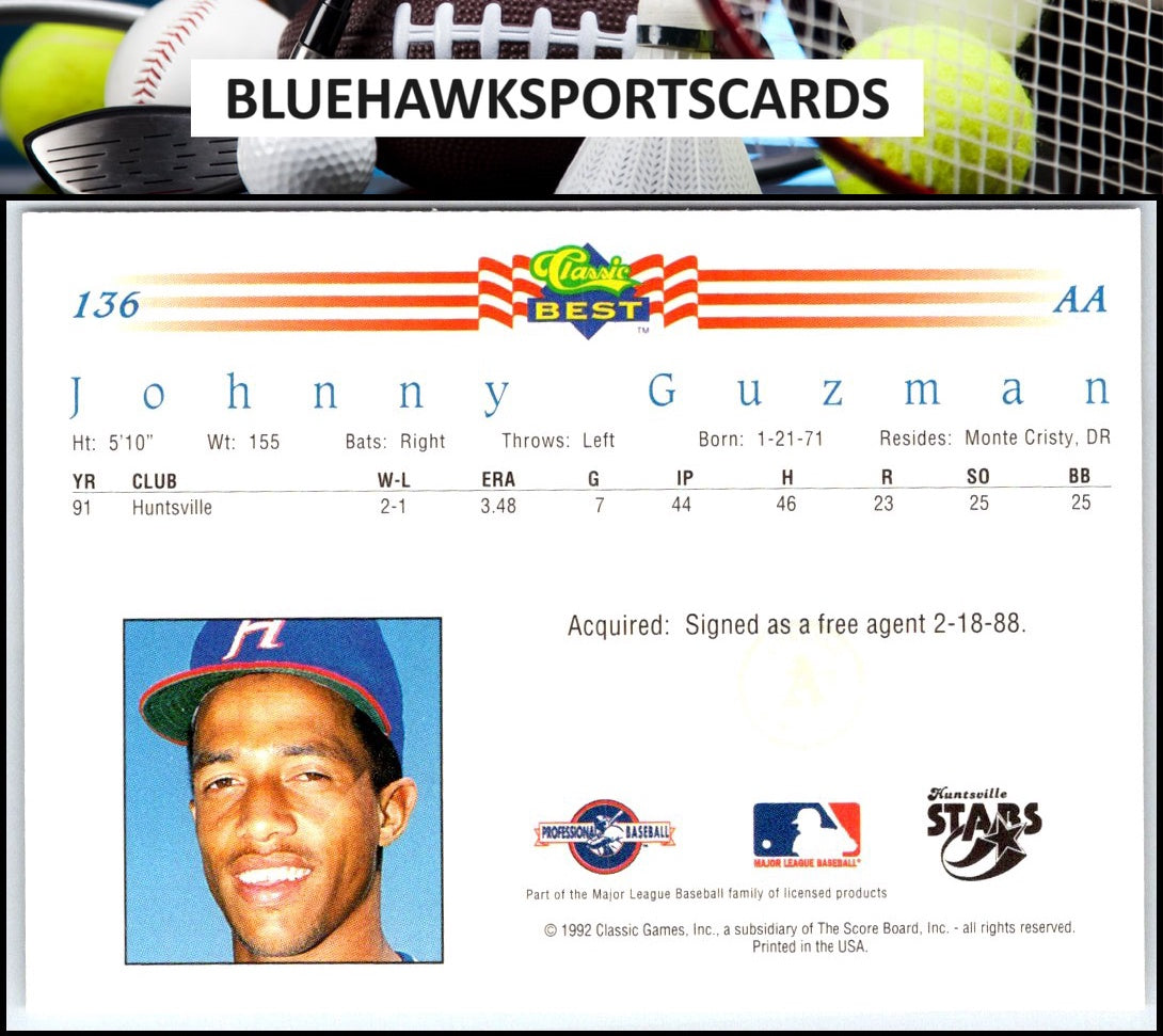 1992 Classic Best #136 Johnny Guzman