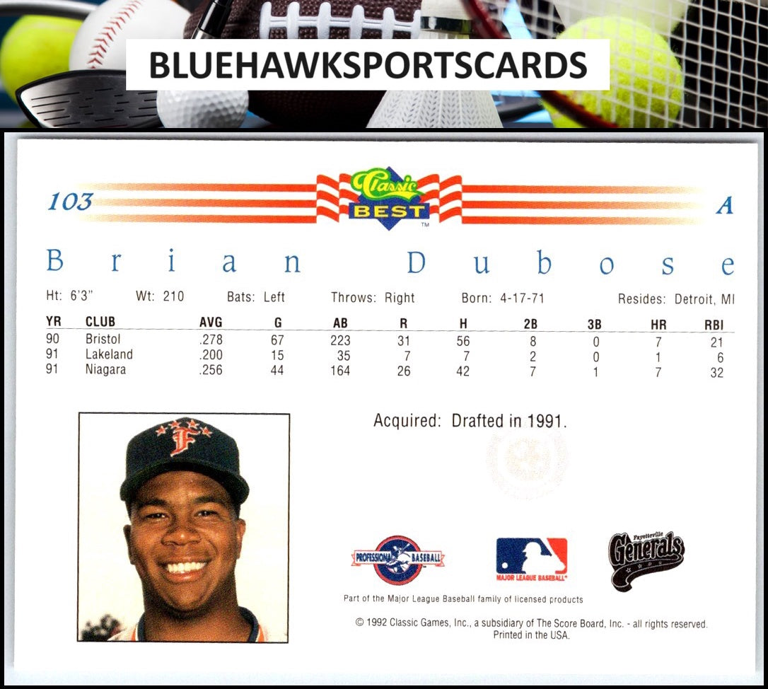 1992 Classic Best #103 Brian DuBose