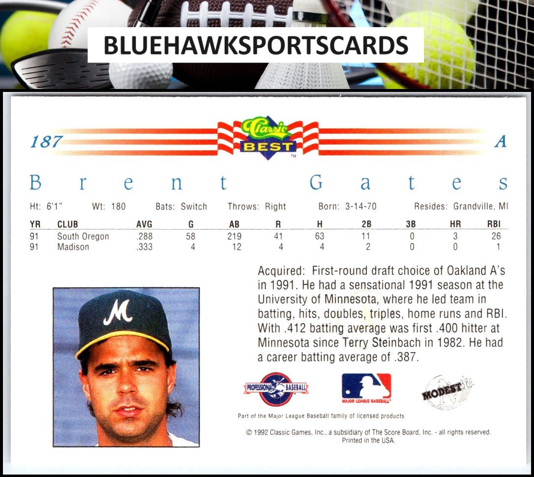 1992 Classic Best #187 Brent Gates