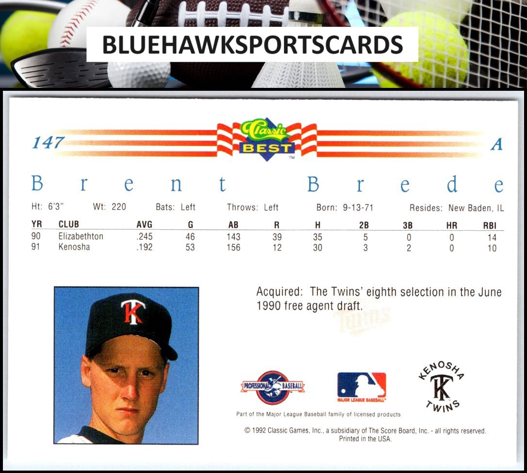 1992 Classic Best #147 Brent Brede
