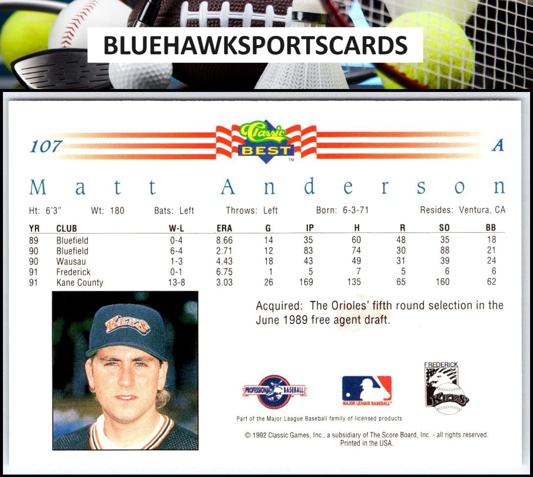 1992 Classic Best #107 Matt Anderson