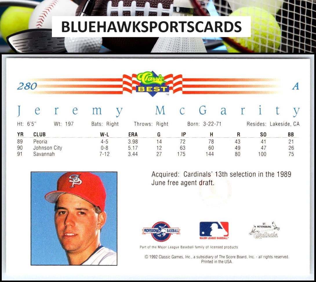 1992 Classic Best #280 Jeremy McGarity