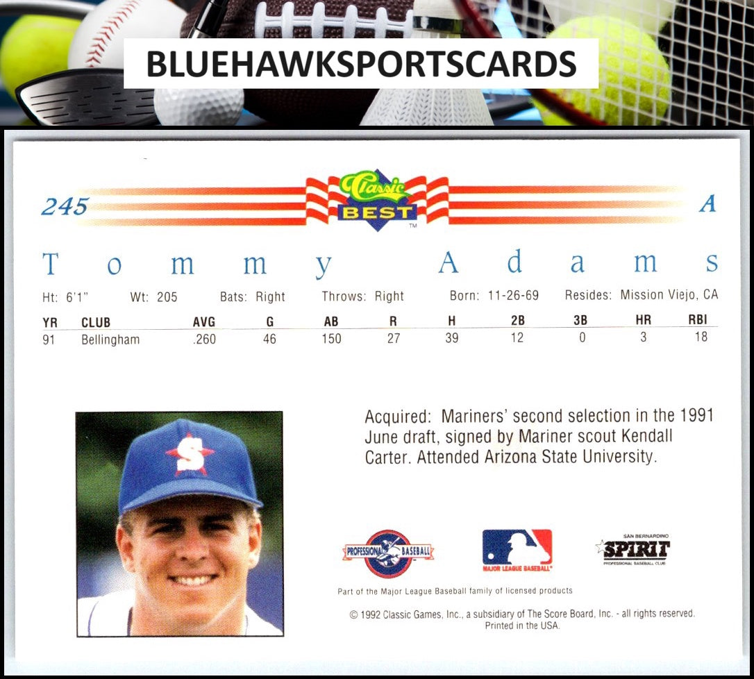 1992 Classic Best #245 Tommy Adams