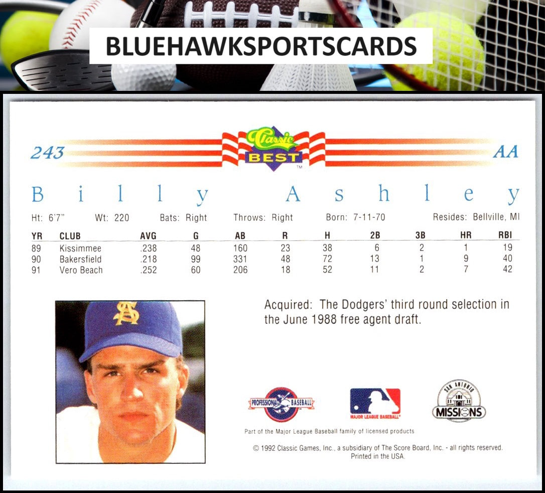 1992 Classic Best #243 Billy Ashley