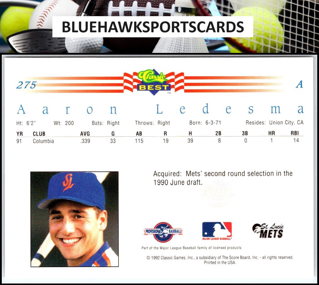1992 Classic Best #275 Aaron Ledesma