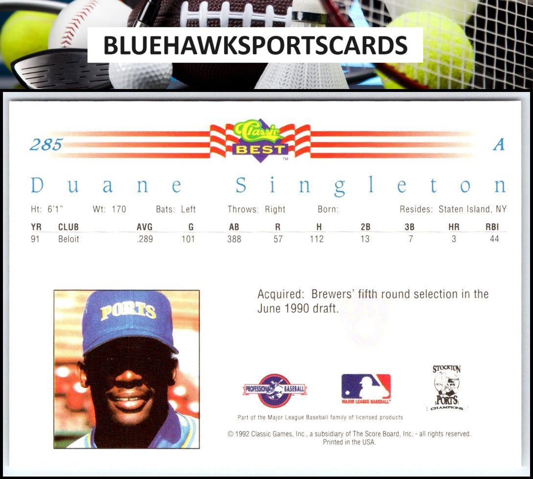 1992 Classic Best #285 Duane Singleton