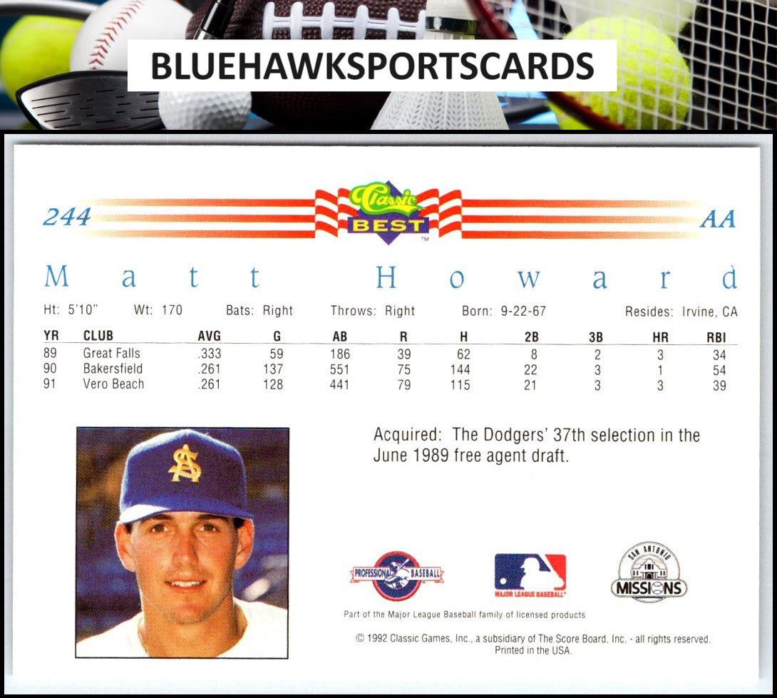 1992 Classic Best #244 Matt Howard