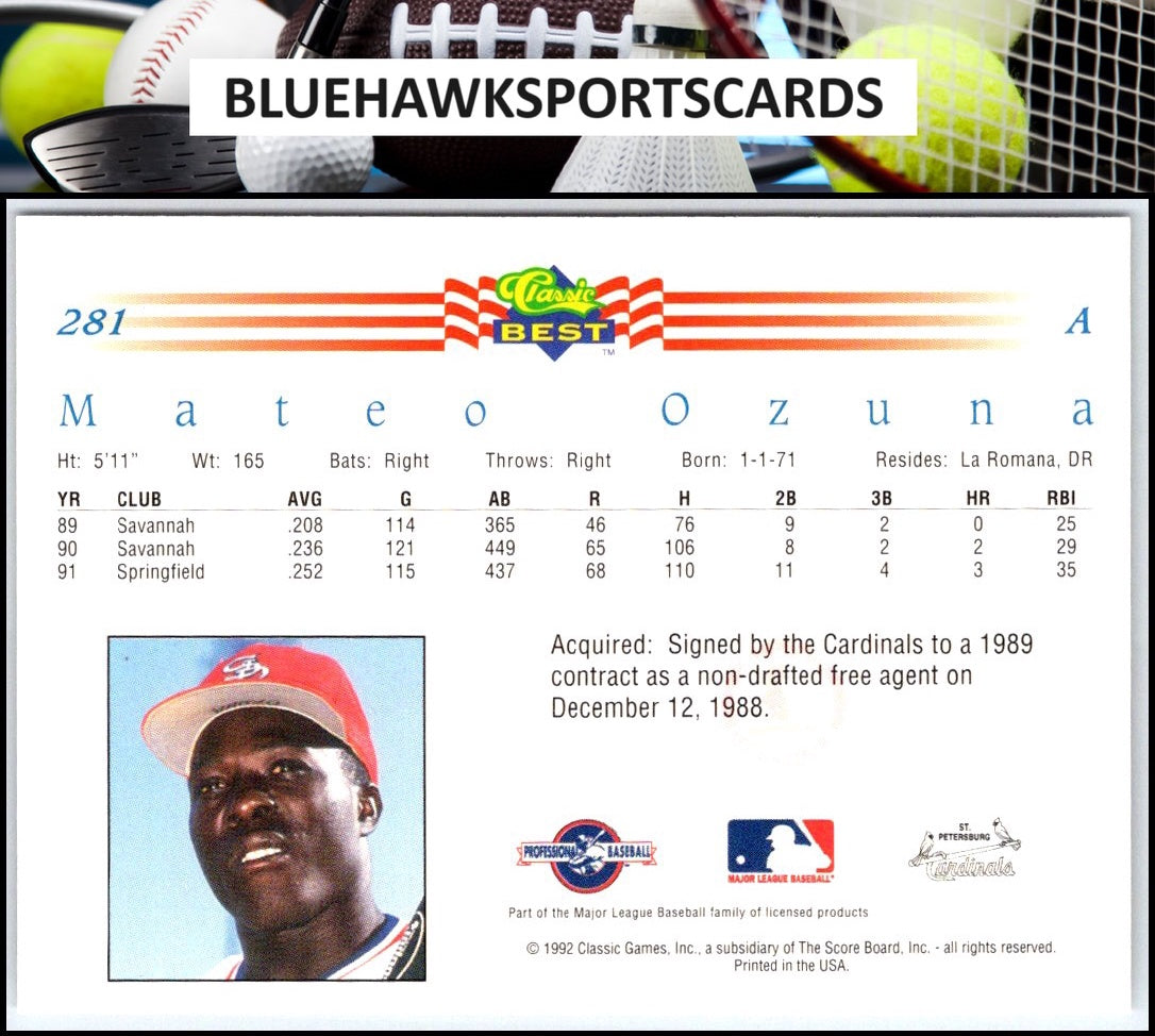 1992 Classic Best #281 Mateo Ozuna