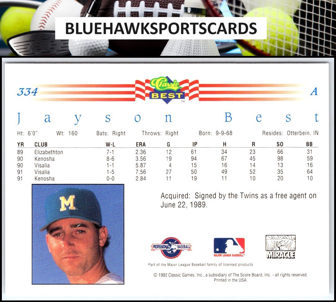 1992 Classic Best #334 Jayson Best