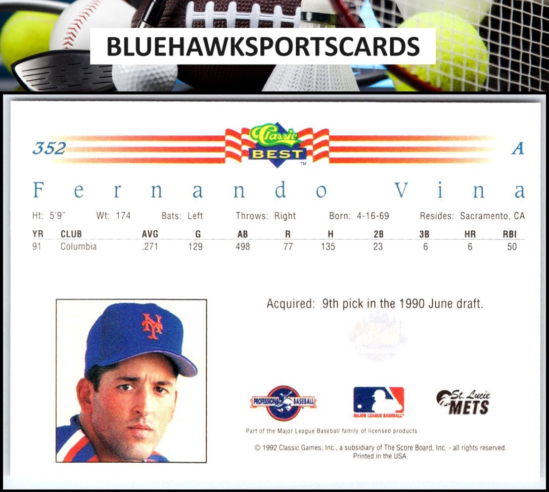 1992 Classic Best #352 Fernando Vina