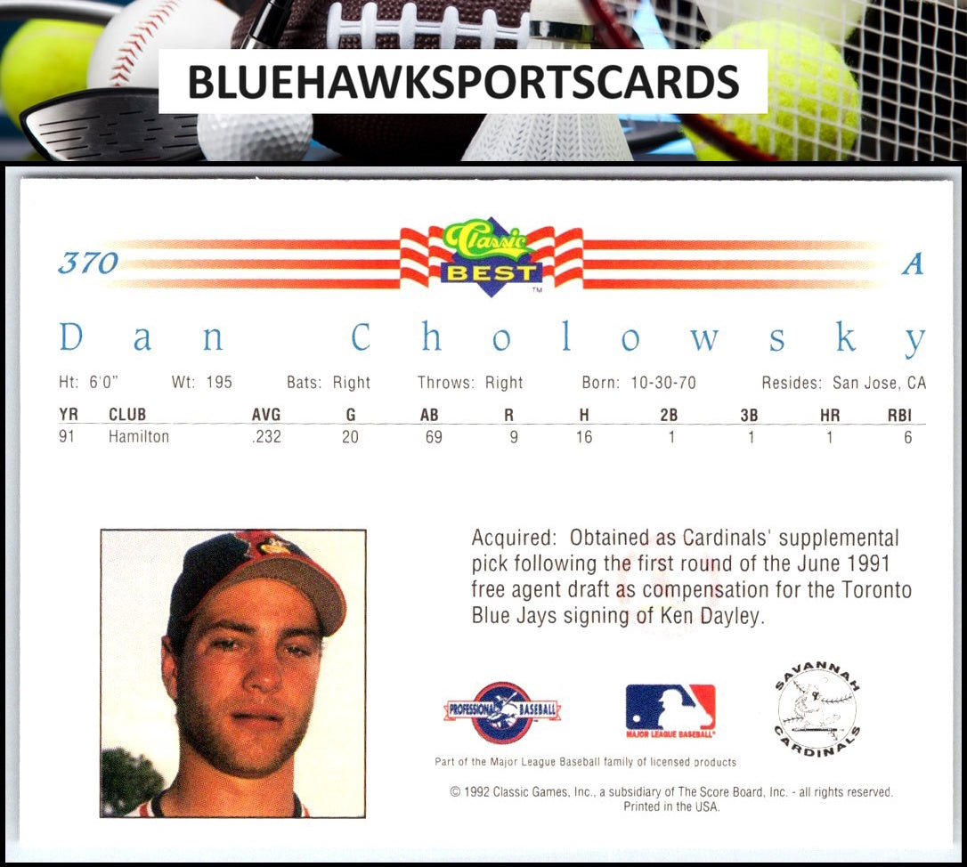1992 Classic Best #370 Dan Cholowsky