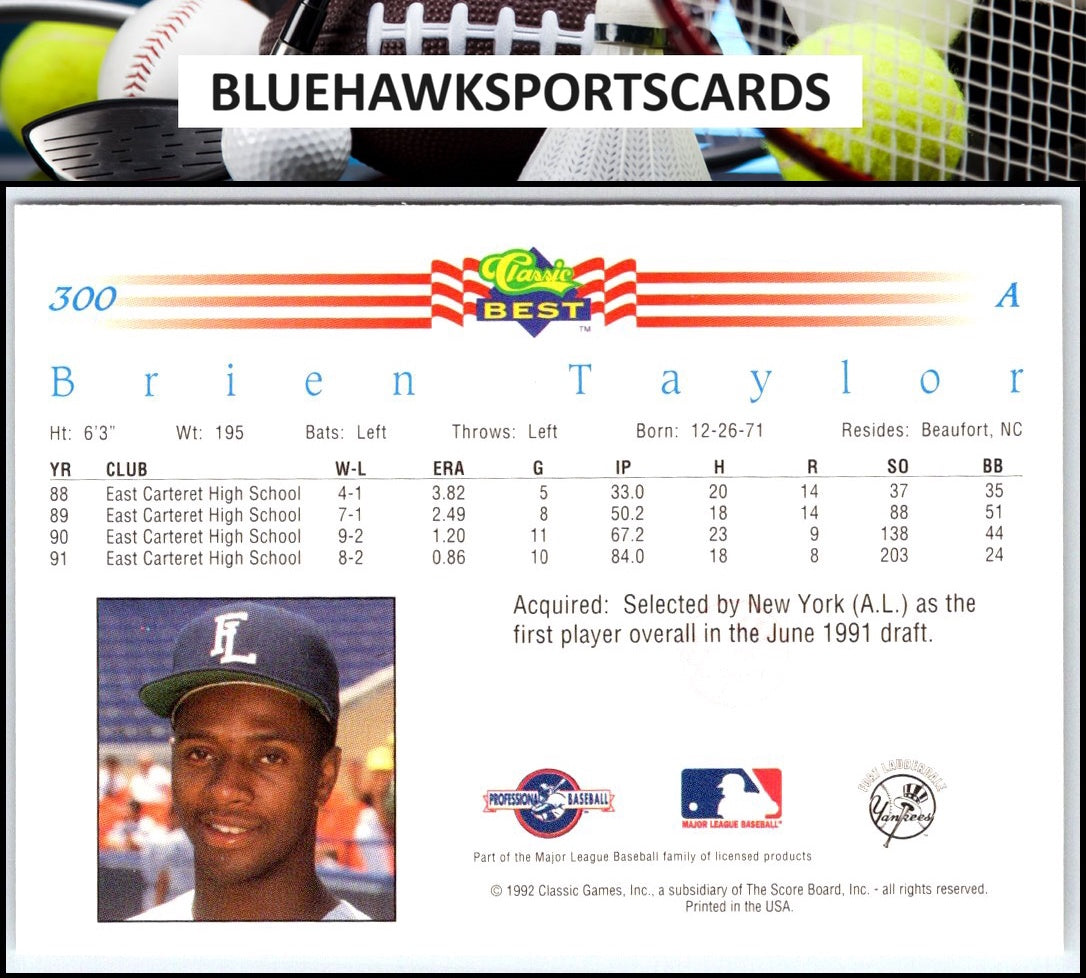1992 Classic Best #300 Brien Taylor