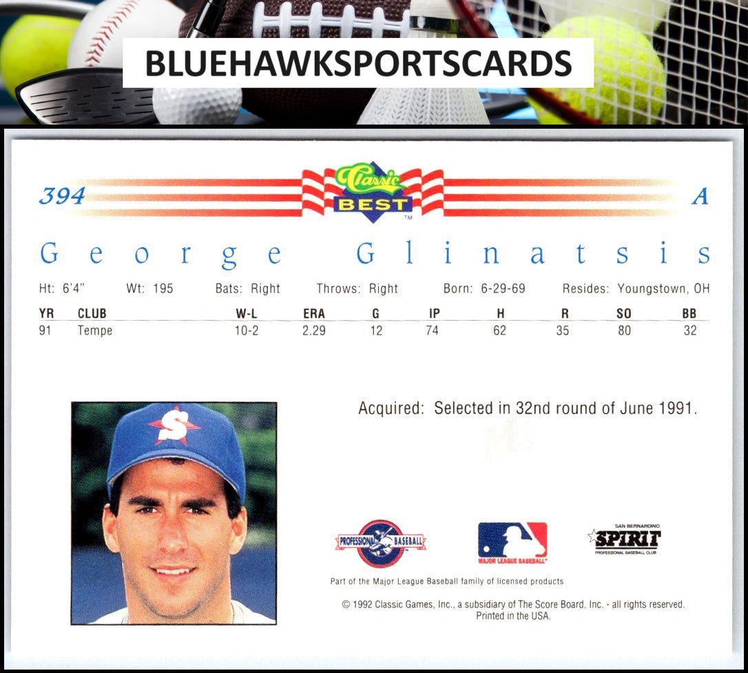 1992 Classic Best #394 George Glinatsis