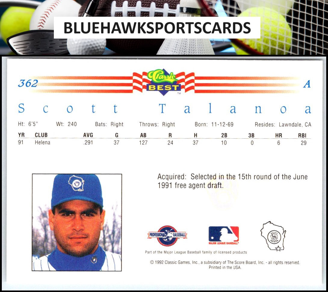 1992 Classic Best #362 Scott Talanoa