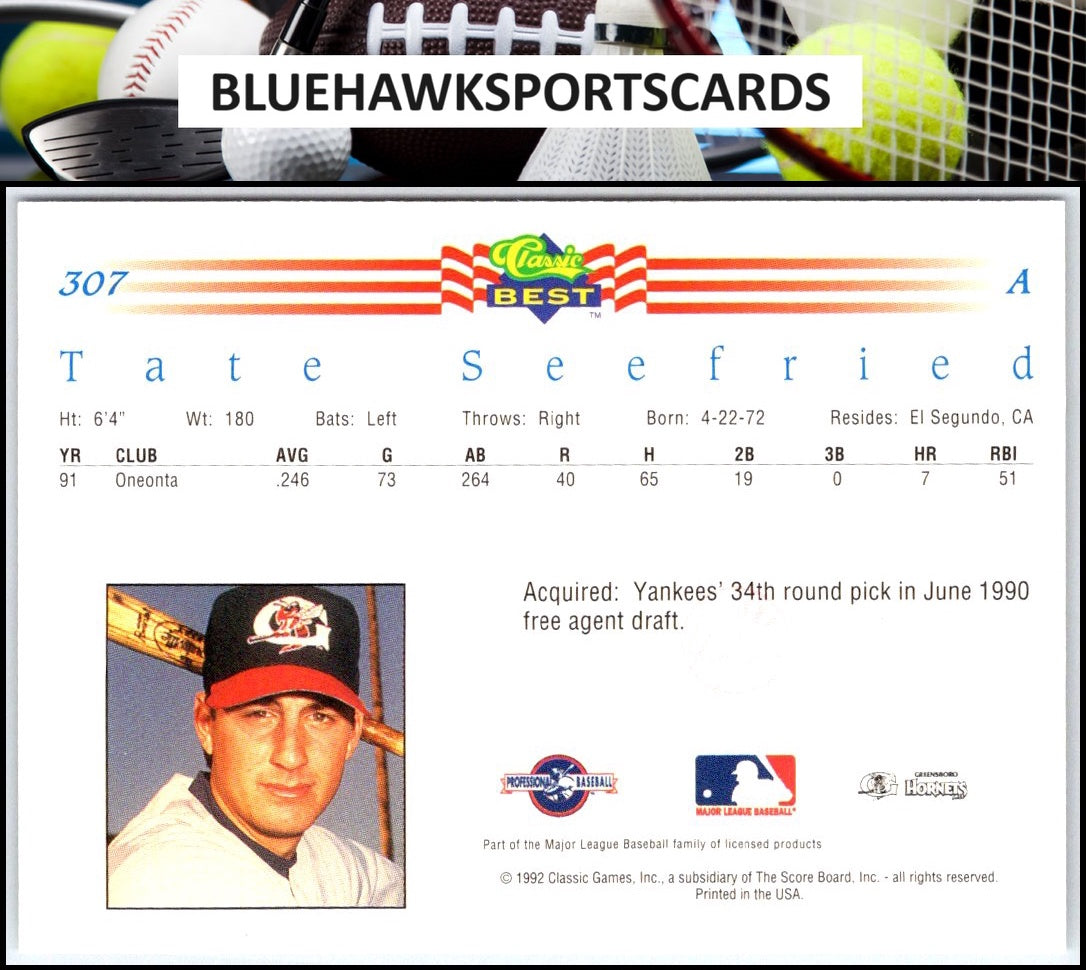 1992 Classic Best #307 Tate Seefried