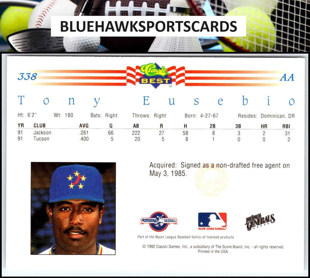 1992 Classic Best #338 Tony Eusebio