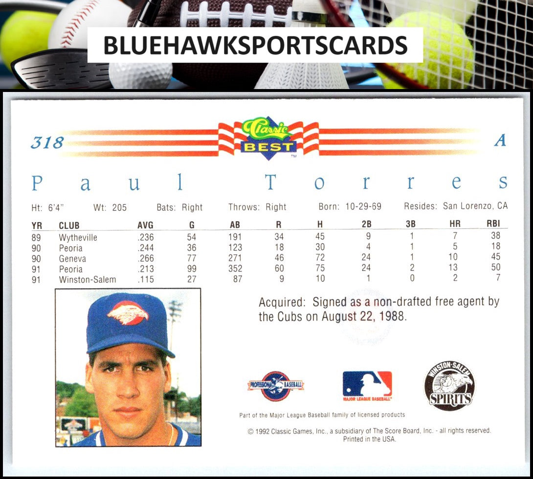 1992 Classic Best #318 Paul Torres