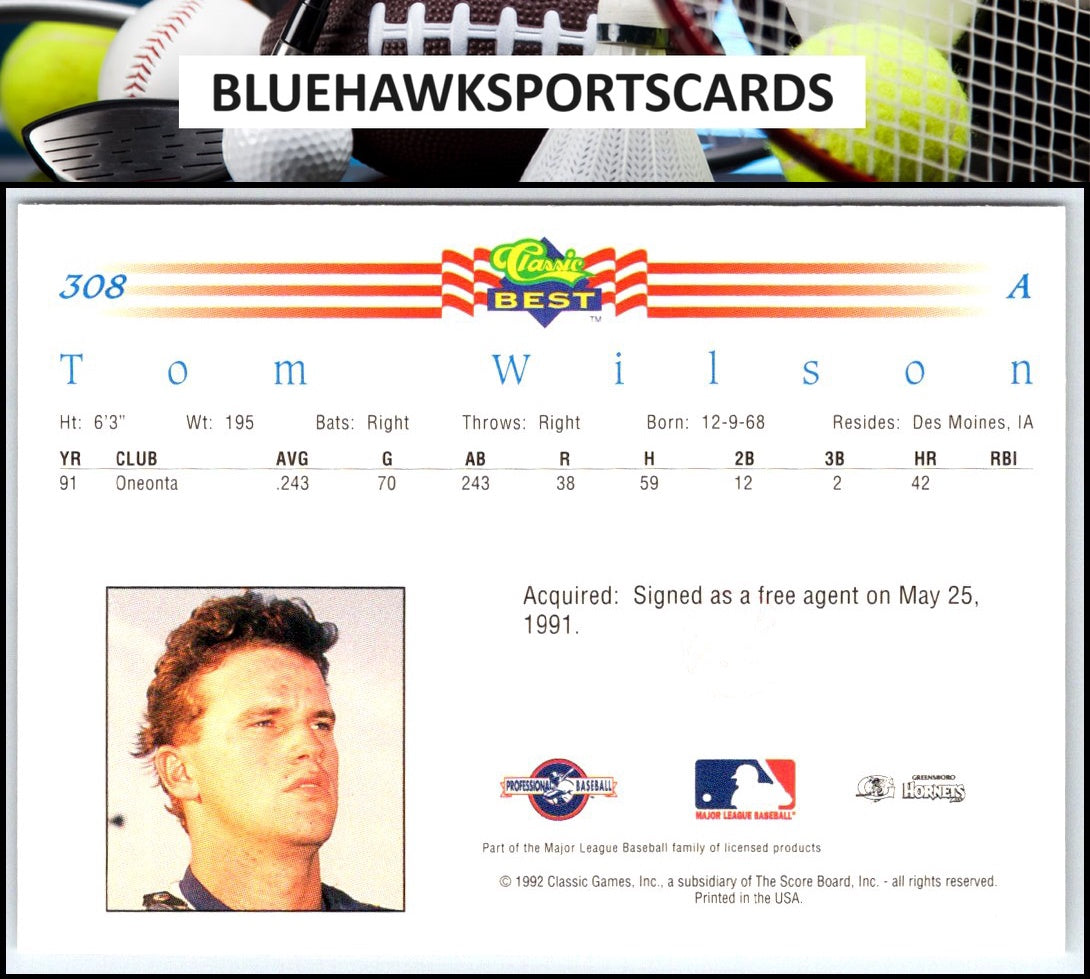 1992 Classic Best #308 Tom Wilson
