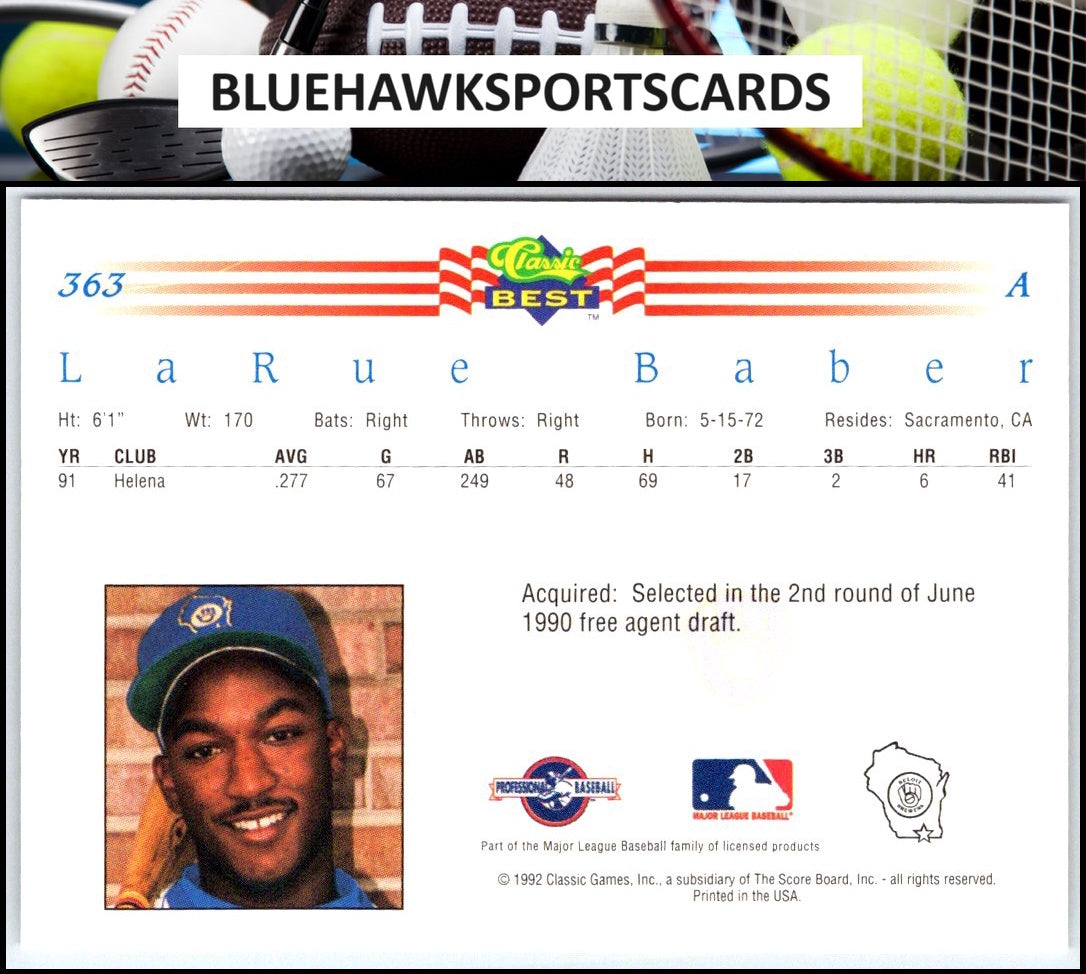 1992 Classic Best #363 LaRue Baber