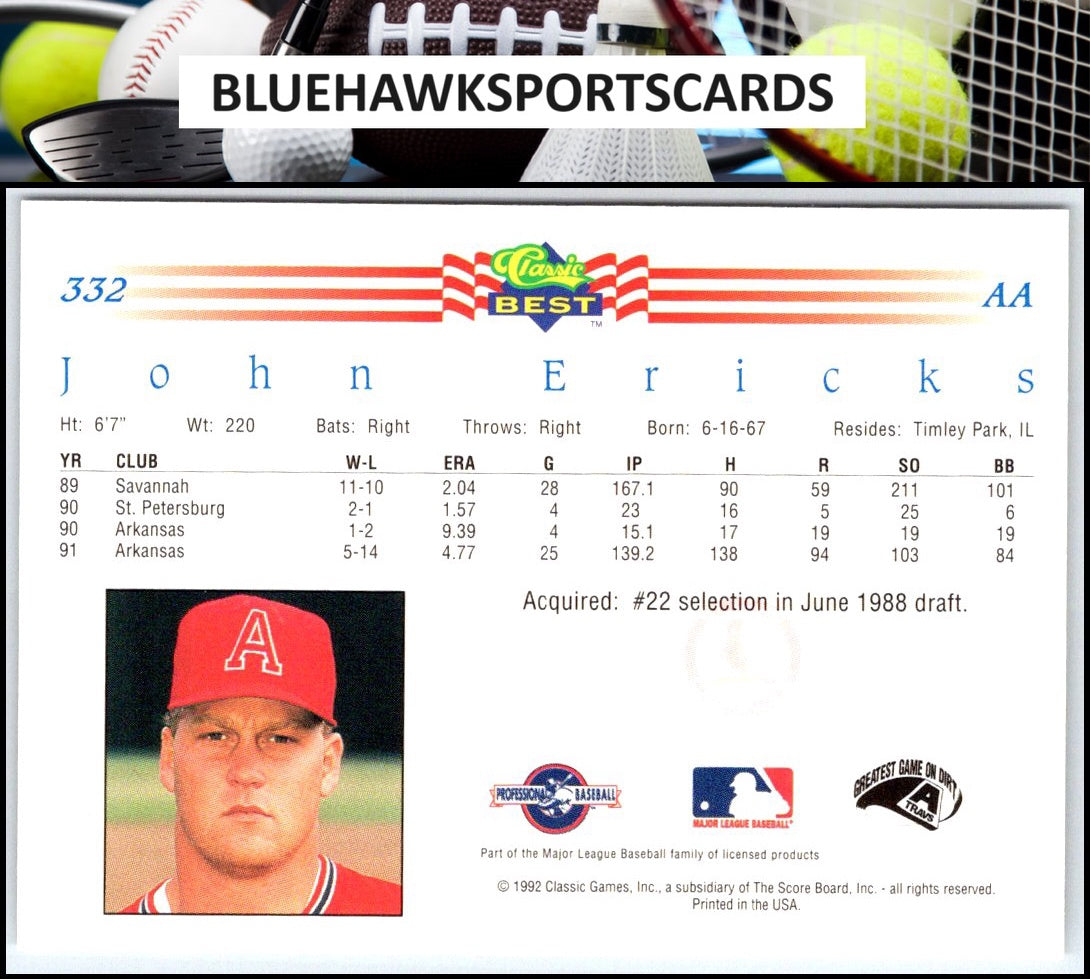 1992 Classic Best #332 John Ericks