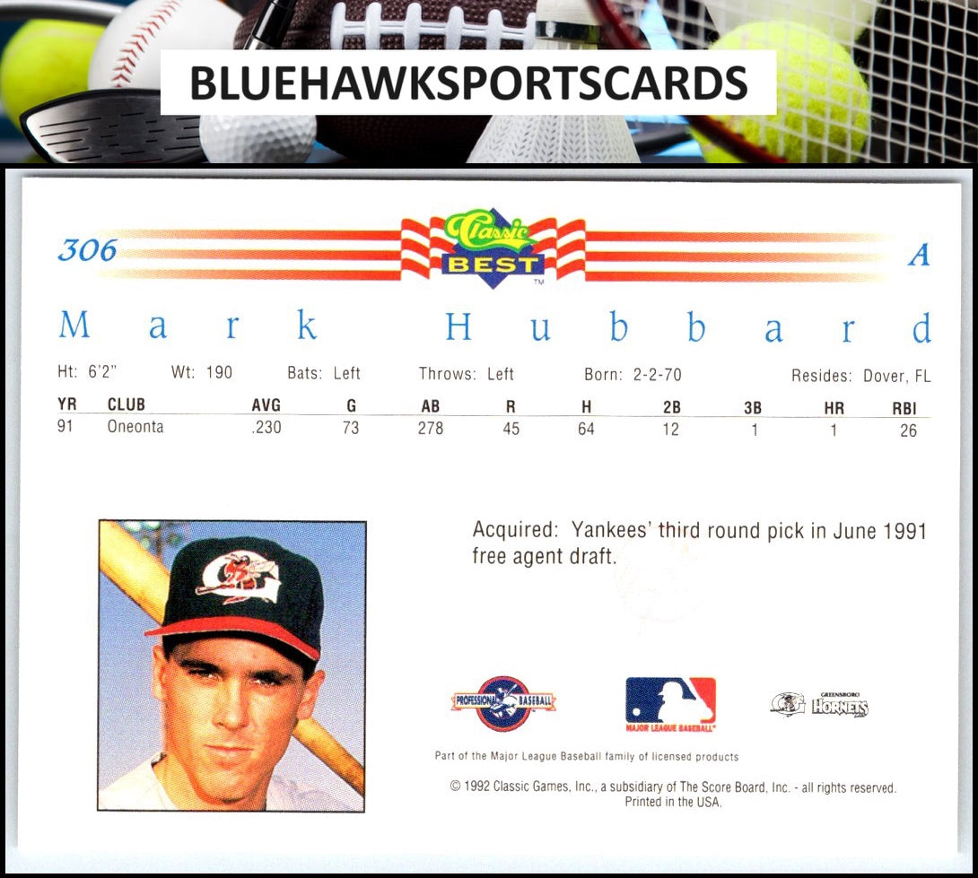 1992 Classic Best #306 Mark Hubbard