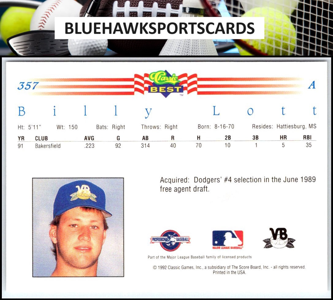 1992 Classic Best #357 Billy Lott