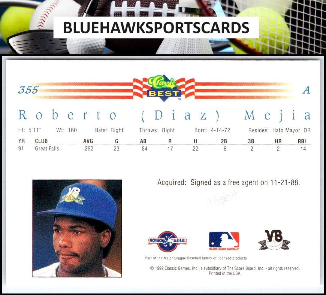 1992 Classic Best #355 Roberto ( Diaz ) Mejia