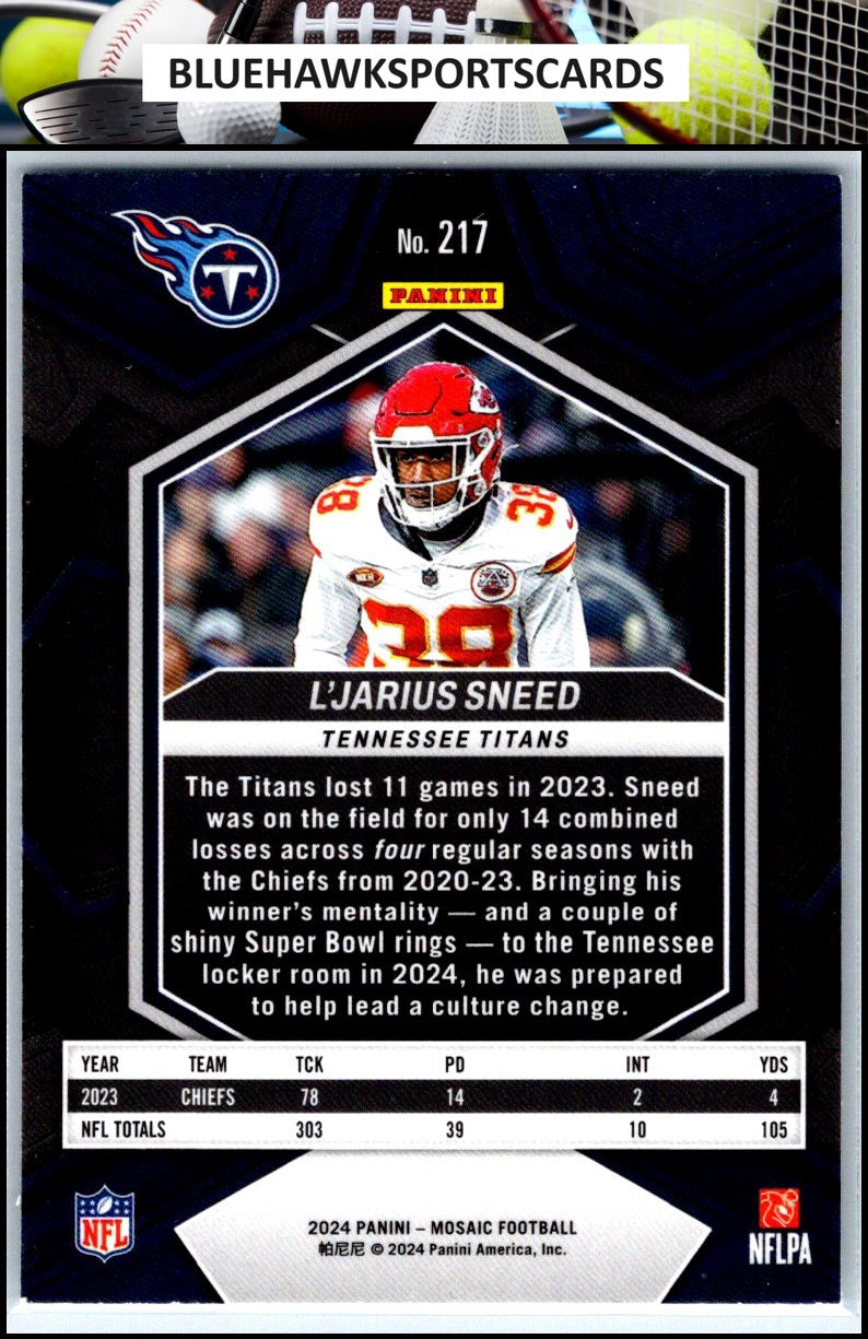 2024 Panini Mosaic #217 L'Jarius Sneed