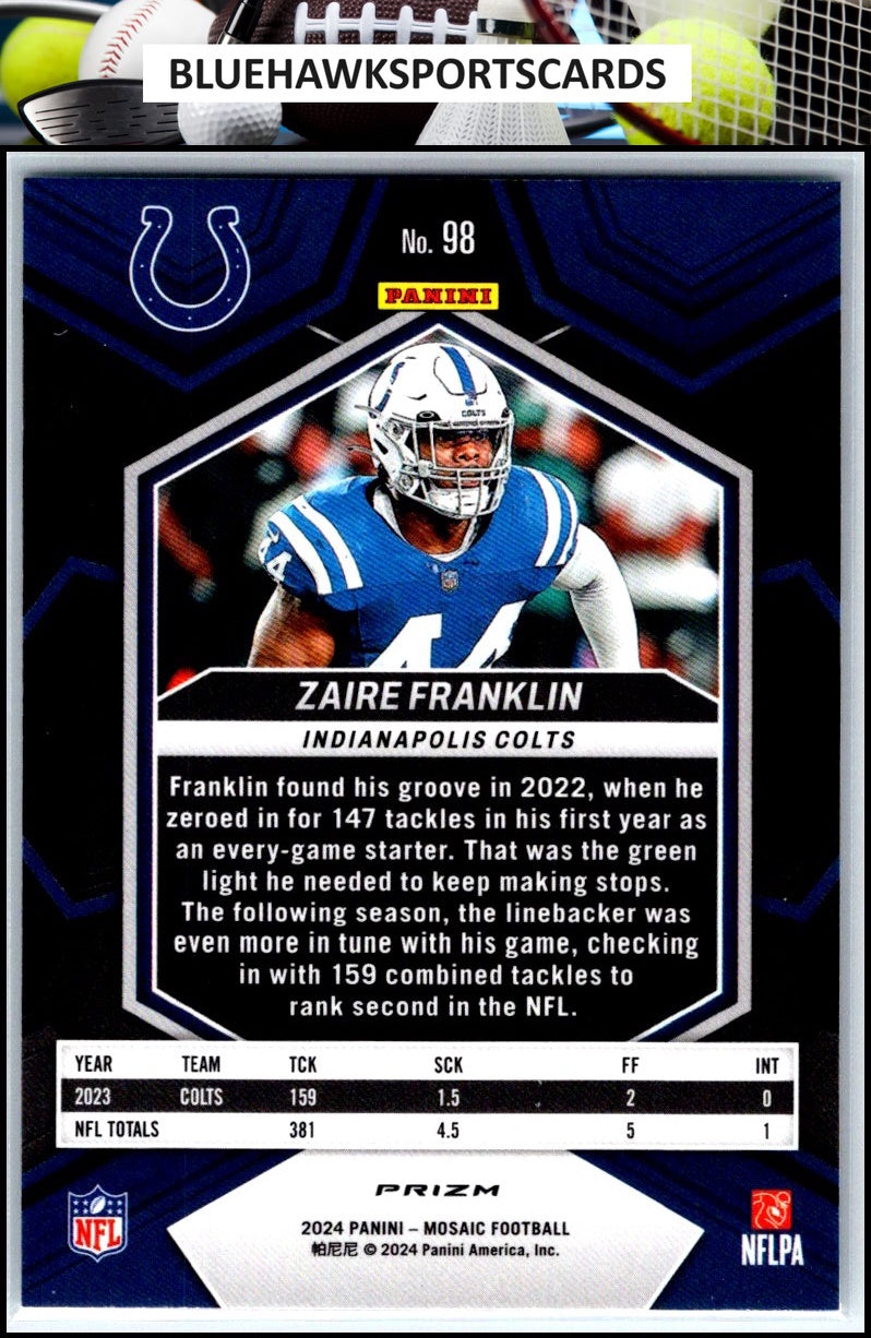 2024 Panini Mosaic #98 Zaire Franklin Silver