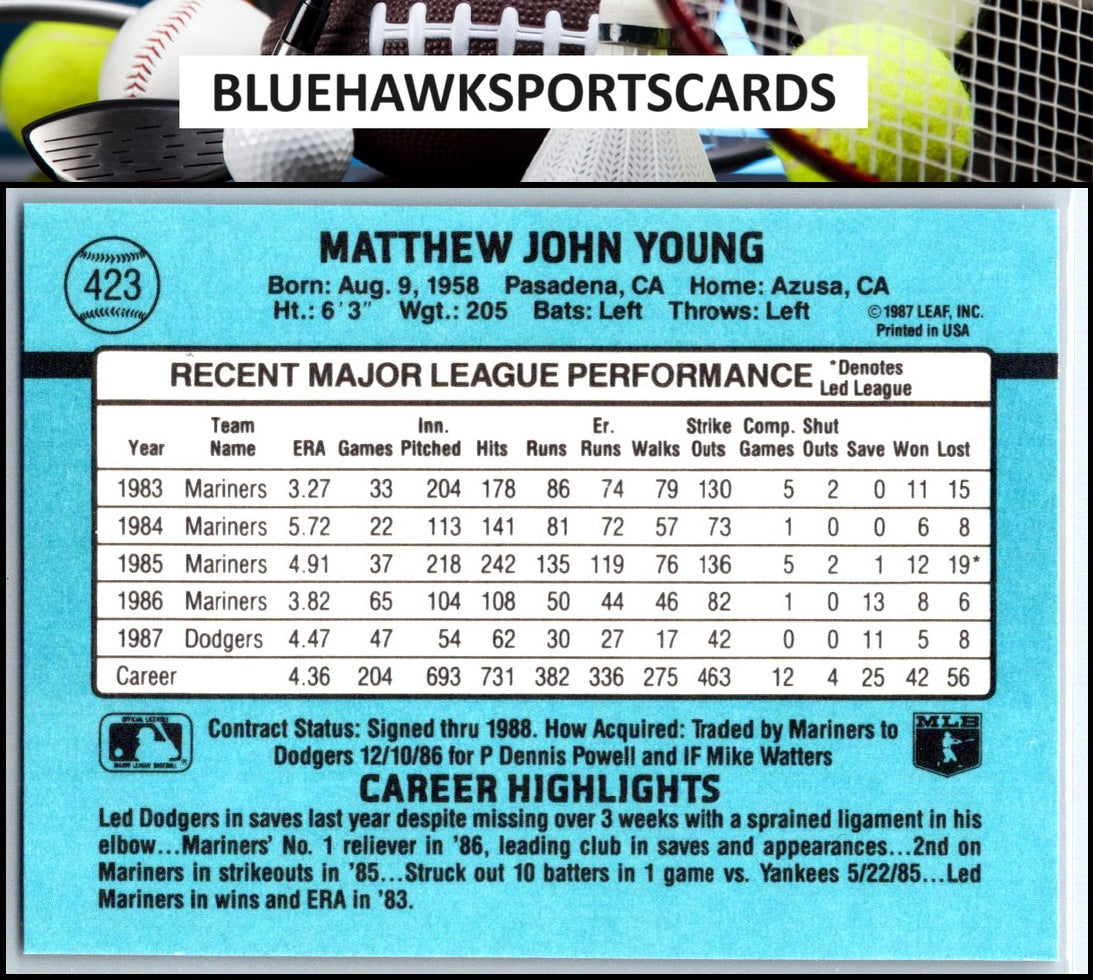 1988 Donruss #423 Matt Young